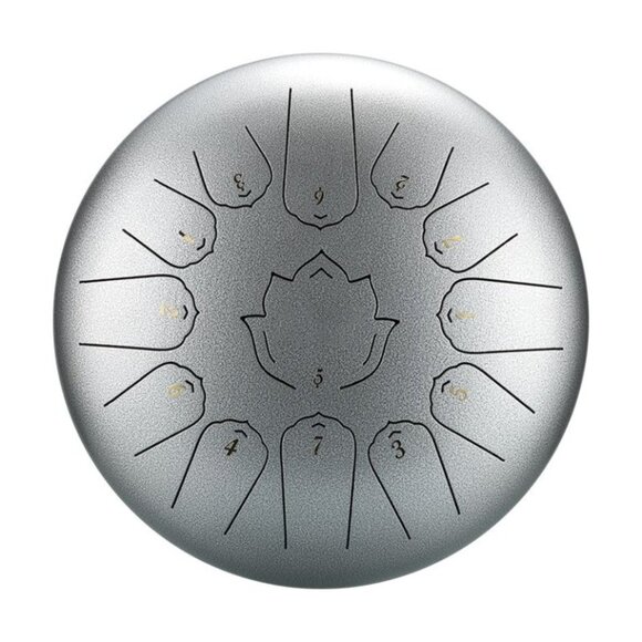 Steel Tongue Drum - 12-Inch 13-Notes C Major Outdoor Rain Drum (silver) - Picture 1 of 6